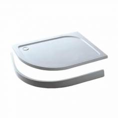 Offset Quadrant Stone Easy Plumb Shower Enclosure Tray with Legs &amp; Panel - 900x760mm Right 